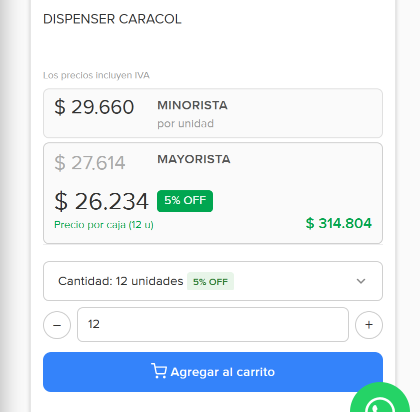 Agregás al carrito