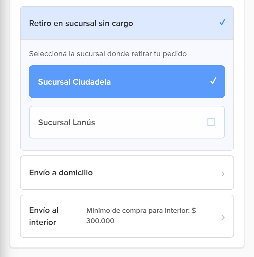 Retiro en sucursal